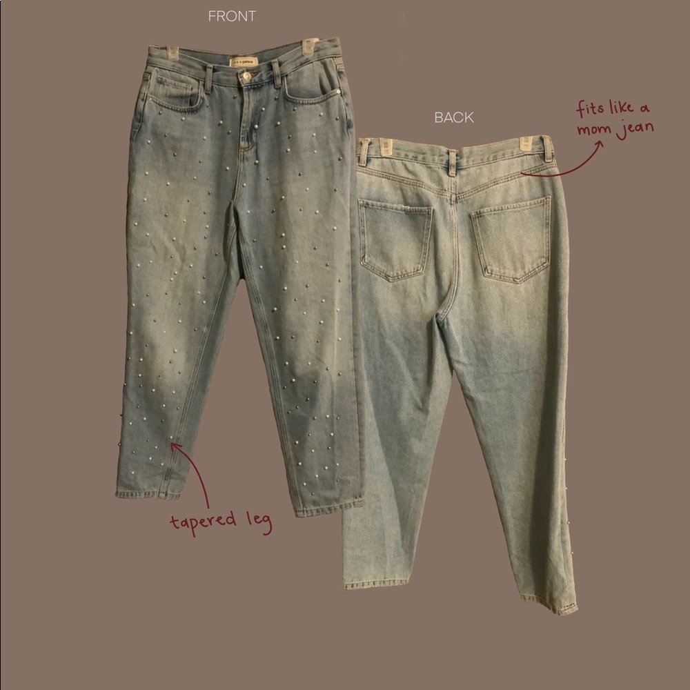 PINKIE Pearl Studded Mom Jeans.